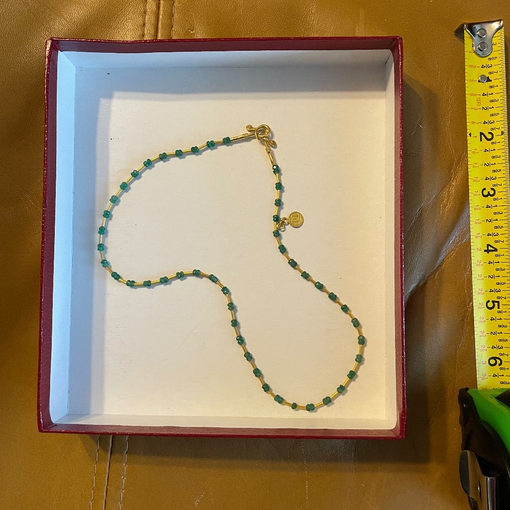 Gurhan 24K gold and emerald 16” necklace